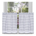 Buffalo Check Tier Pair Window Curtain Set  58 Inch Width, 36 Inch Length  Grey & White Plaid Drapes  Light Filtering Drapes