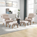 Canmov Modern Accent Chair With Ottoman Set Of 2, Soft Fabric Armchair With Adjustable Backrest And Side Pockets, Comfy Lounge C