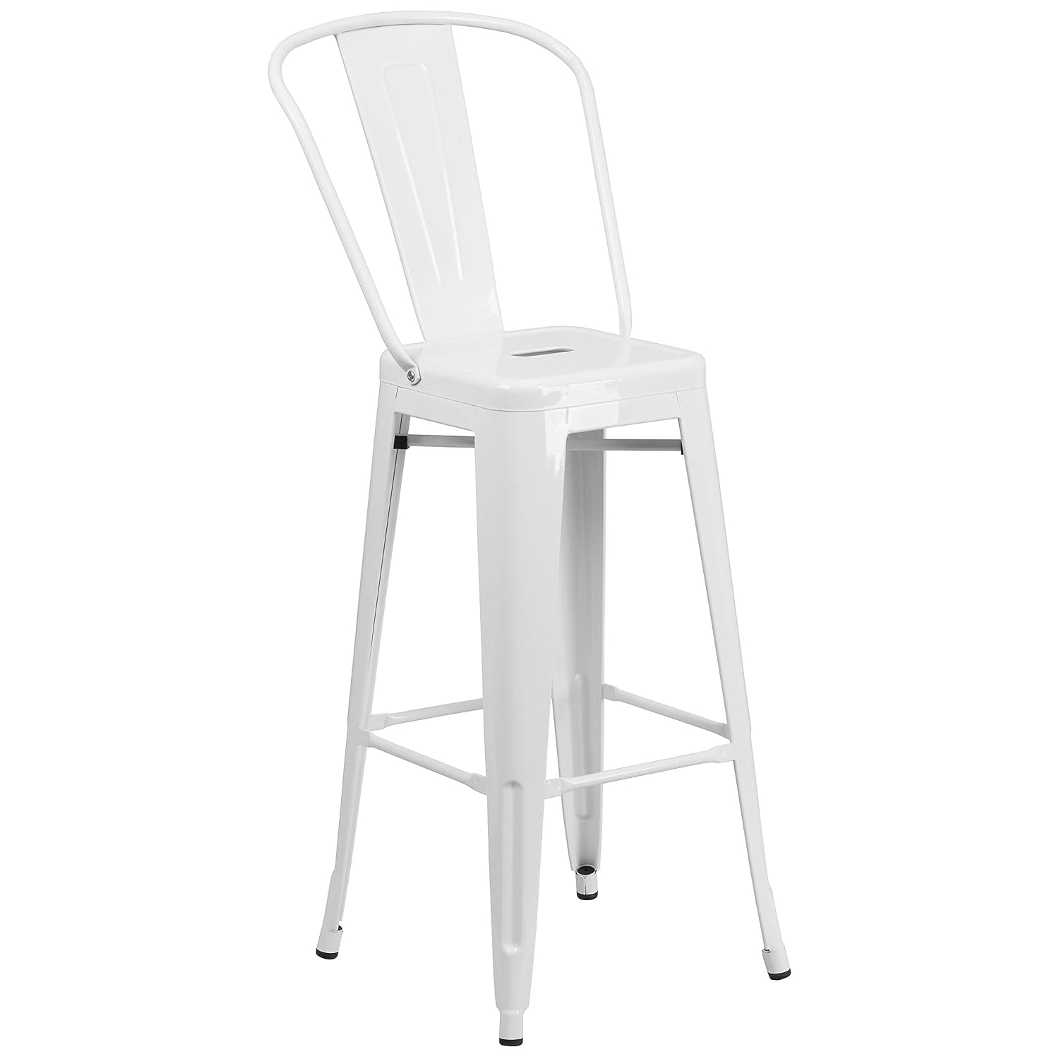 Commercial Grade 30 High White Metal Indoor-Outdoor Barstool with Removable Back