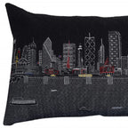 HomeRoots Grey 24' Black Dallas Nighttime Skyline Lumbar Decorative Pillow