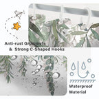 Ruelvth Stall Shower Curtain, Green Eucalyptus Small Shower Curtain Set With Hooks Waterproof Fabric Spring Sage Green Leaves Rv