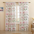 Homemonde Sheer Faux Linen Curtains With Rod Pocket Top Drapes For Living Room, Set Of 2 (Pink Floral, Window  5 Feet)
