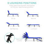 Best Choice Products Patio Chaise Lounge Chair, Portable Outdoor Folding Recliner For Lawn, W/ 8 Positions, Handles, 300Lb Capacity - Resort Blue