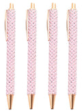 Xccj 4 Pcs Pink Pearl Pens Rhinestone Metal Ballpoint Pens Sparkly Crystal Pens Black Ink For Women Girls Office School Supplies