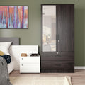Woodpeckers Furniture And Mattress Mirrored 2 Doors Wardrobe & 2 Drawers 72" Tall (Tobacco)