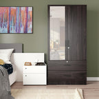Woodpeckers Furniture And Mattress Mirrored 2 Doors Wardrobe & 2 Drawers 72" Tall (Tobacco)