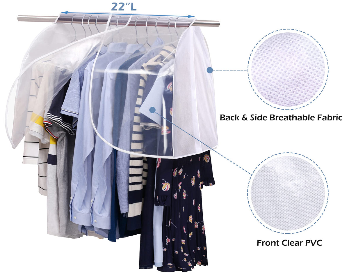 SLEEPING LAMB Garment Protector QB0096-WH-NW, Hanging Closet Cover, White Plastic