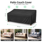 Mr.Cover 3-Seater Outdoor Couch Cover, Patio Furniture Covers Waterproof, Fits Up To 88W X 40D X 35H Inches, With Air Vent And Handles, Black