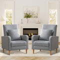 COLAMY Fabric Accent Living Room Chairs Set of 2, Upholstered Arm Chair Reading Side Chair, Single Sofa with Back Pillow and Woo