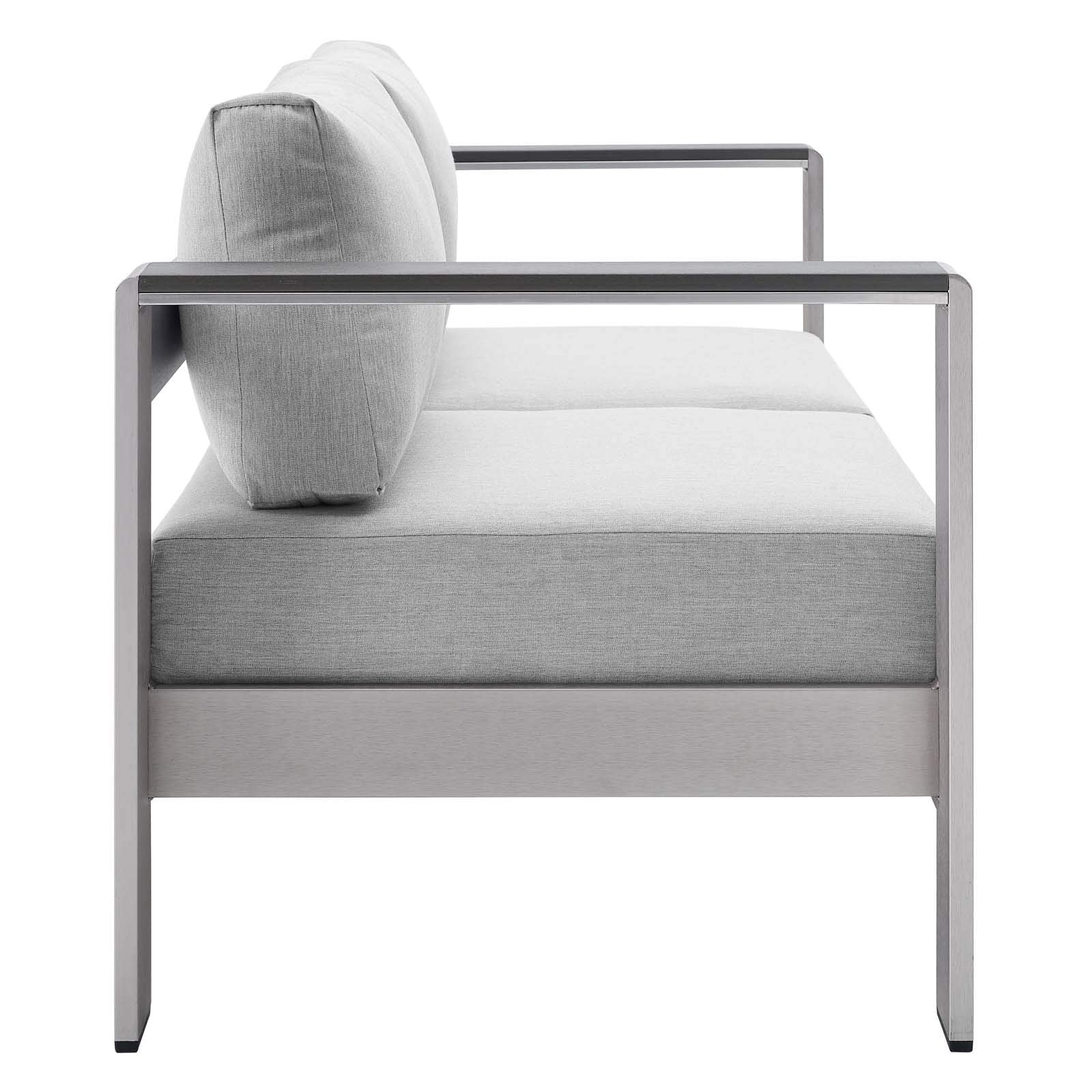 Modway Eei-4313-Slv-Gry-Set Patio Aluminum 3 Piece Set In Silver Gray