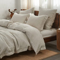 Simple&Opulence 100% Linen Duvet Cover Set With Embroidery Border Washed - 3 Pieces (1 Duvet Cover With 2 Pillow Shams) With But