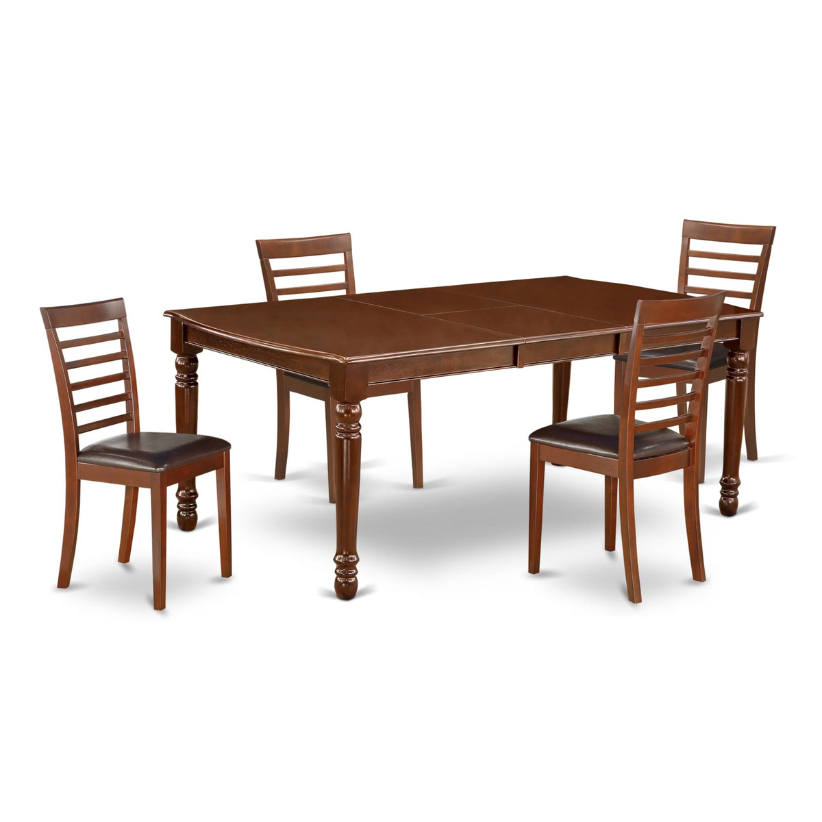 East West Furniture Doml5-Mah-Lc 5 Piece Dining Room Furniture Set Includes A Rectangle Kitchen Table With Butterfly Leaf And 4 Faux Leather Upholstered Chairs, 42X78 Inch, Mahogany