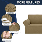 2025 New Stretch Oversized Sofa Slipcovers Couch Sofa Cover For 4 Seater Furniture Protector Covers With Elastic Bottom Jacquard Fabric Small Checks For Pets, Kids - Tan