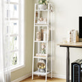 Hzuaneri Ladder Shelf, Bookshelf Bookcase, Freestanding Corner Storage Shelve With 2 Hooks For Home Office, Living Room, Kitchen, Bedroom, Industrial, 5-Tier White Bc03213W