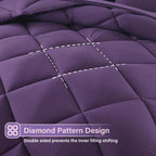 Cosybay Bed In A Bag Full Comforter Sets 7Pcs All Season Solid Down Alternative Bedding Sets Purple With Comforter, Pillow Shams