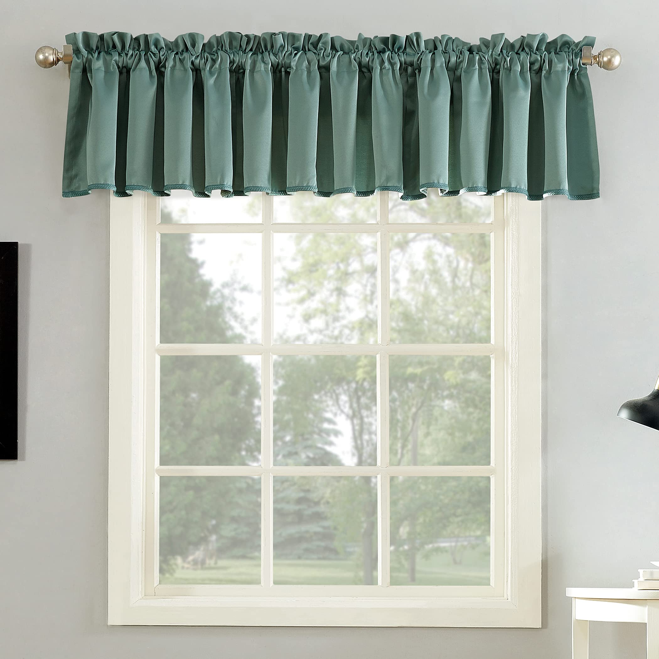 Sun Zero Barrow Energy Efficient Rod Pocket Curtain Valance, 54 x 18, Mineral