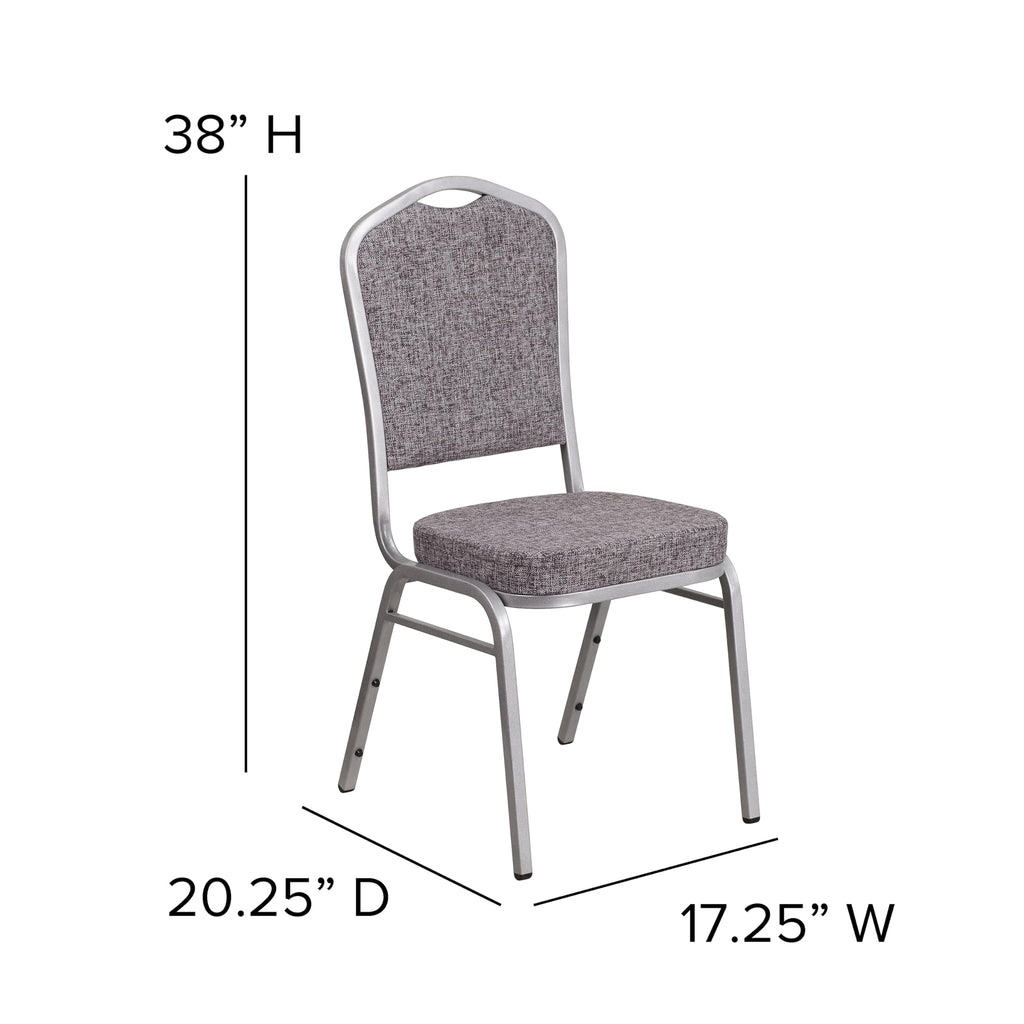 Flash Furniture Hercules Series Crown Back Stacking Banquet Chair In Herringbone Fabric - Silver Frame