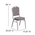 Flash Furniture Hercules Series Crown Back Stacking Banquet Chair In Herringbone Fabric - Silver Frame