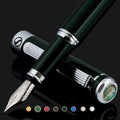 Scriveiner British Racing Green Fountain Pen - Stunning Luxury Pen With Chrome Finish, Schmidt Nib (Fine), Best Pen Gift Set For