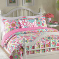 Cozy Line Home Fashions Pink Floral Polka Dot Colorful Reversible Quilt Bedding Set, Coverlet, Bedspreads For Girls (Mariah, Twi