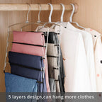 FeeraHozer Non-Slip Pants Hangers, 3-Pack Multi-Layer Swing Arm, Stainless Steel, Space Saver, Black