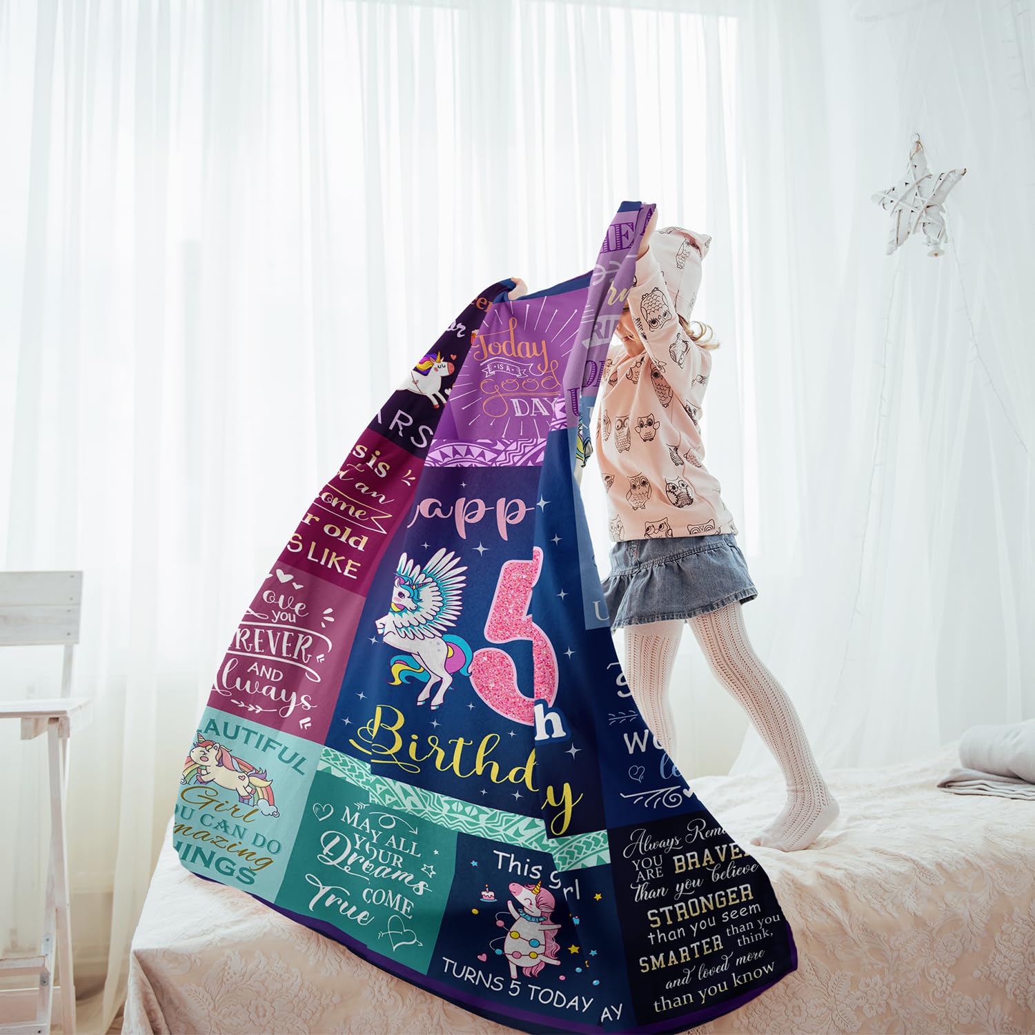 Solzien 5 Year Old Girl Birthday Gift Ideas Blanket 50''X40'', Birthday Gifts For 5 Year Old Girls, 5 Year Old Girl Birthday Gif