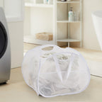 TECHMILLY Collapsible Mesh Pop Up Laundry Hamper with Strong Handles, Large Opening Clothes Hamper with Side Pockets, Storage Ba