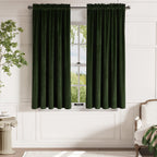 Lazzzy Green Velvet Curtain Thermal Insulated Curtains 63 Inch Long Drapes For Bedroom Living Room Darkening Window Treatments Rod Pocket, Set Of 2, Moss Green