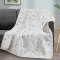 Exclusivo Mezcla Microfiber Flower Pattern Quilted Throw Blanket for Bed/Couch/Sofa, Soft and Lightweight (50''x 60'', White)
