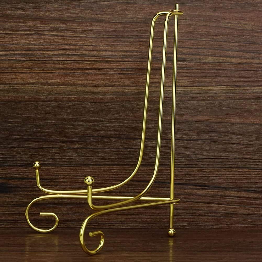 Artliving (2 Pack 10' Iron Large Plate Stand, Gold Iron Easel Plate Display Photo Holder Stand, Displays Picture Frames, Cookbo