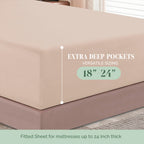 Elegant Comfort 1500 Premium Hotel Quality 18-24 Inches Deep - Extra Deep Pocket Single Fitted Sheet For High Mattress, Luxury And Softest, Smart Pocket - Wrinkle Free, Queen, Cream