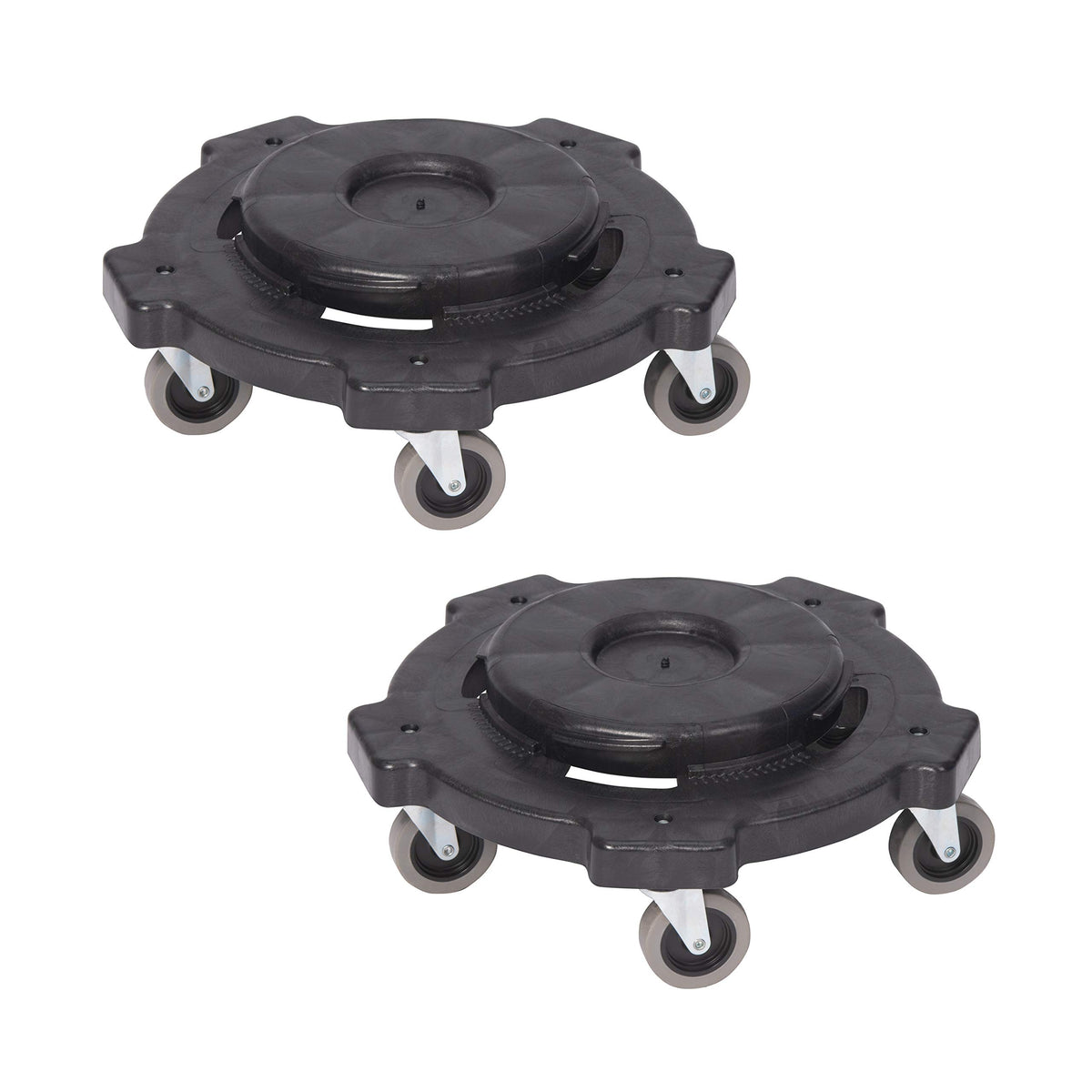 Amazon Basics - Dolly To Fit 32, 44 & 55 Gallon Round Containers, Twist On/Off, 2-Pack, 18.25, Black (Previously AmazonCommercia