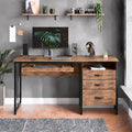 Tekavo Office Table With 3 Drawer Storage + Keyboard Tray | Computer Table For Home Workstation Pc | Modern Work Desk (Brown Woo