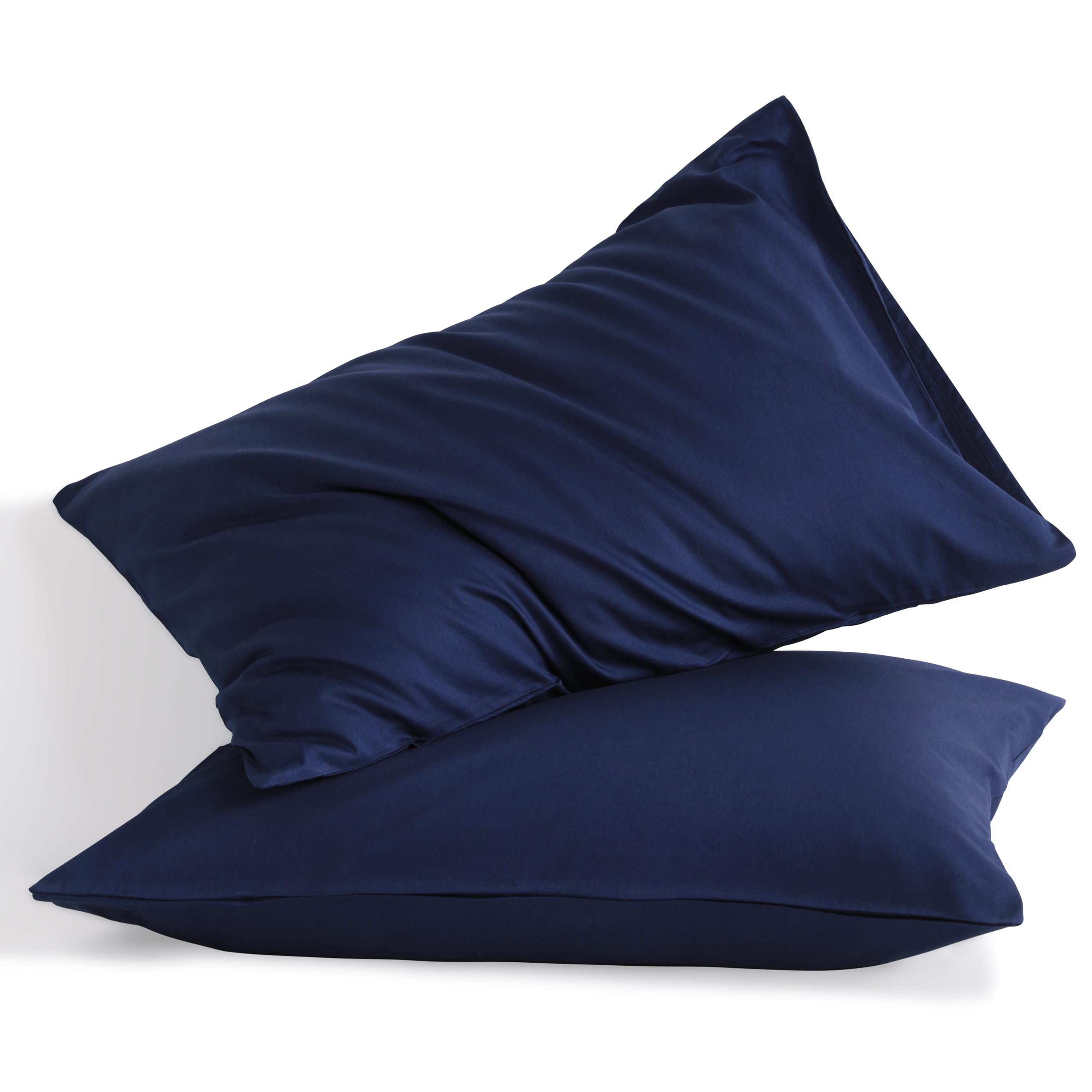 Ntbay Standard Cotton Pillowcases - Envelope Closure 20X26 Pillowcases Set Of 2, Breathable And Soft Bed Pillow Cases, Navy Blue