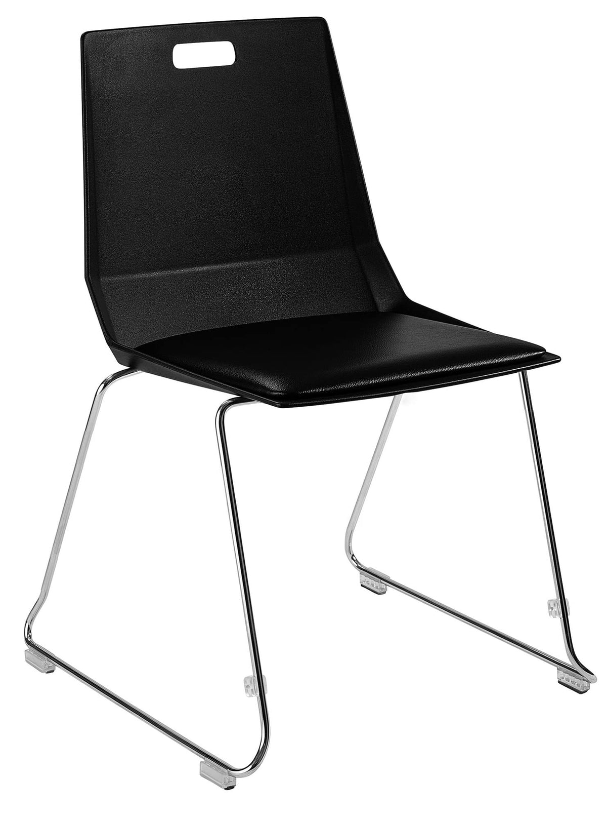 National Public Seating NPS LuvraFlex Stack Chair with Polypropylene Back/Padded Seat - Black/Blue