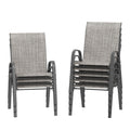 Amopatio Patio Chairs Set of 8, Outdoor Stackable Dining Chairs for All Weather, Light Grey,Breathable Garden Outdoor Furniture 