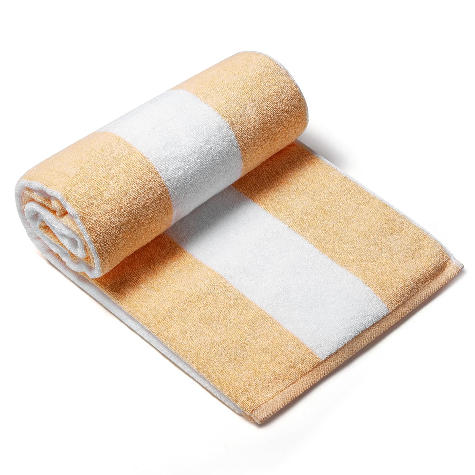CLOWOOD Plush Oversized Beach Towel - Cotton 40 x 72 Inch Large Thick Orange Striped Cabana Pool Swimming Towel