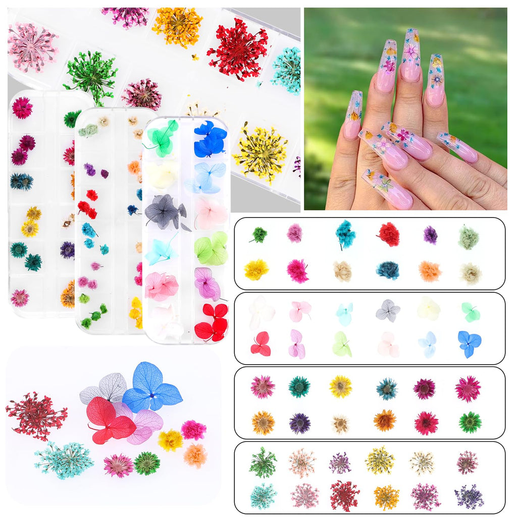 108Pcs Dried Flowers For Nail Art - Lovely Natural Flower Nail Art, Nail Art Accessories Kits, Dried Flowers For Resin Molds, Yw