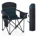 High Point Sports Camping Folding Chair, Heavy Duty Oversized Portable Outdoor Chair, Foldable Camp Chair With Cup Holder And Cooler Bag Support 450 Lbs, Green…