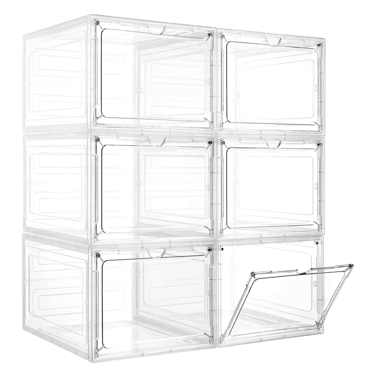 LXLXXL Storage Bins with Lids, 6 Sets 115 Qt Hard Plastic Storage Containers with Magnetic Acrylic Clear Door, Stackable Storage