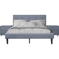 Camden Isle Monticello Platform Bed, Queen, Gray with 2 Nightstands