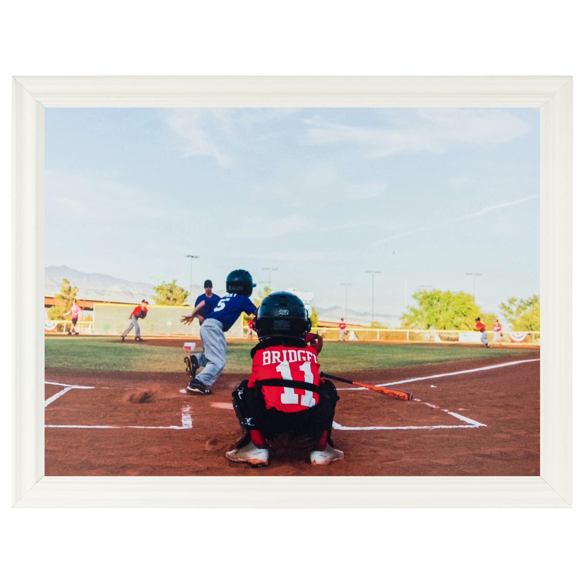 ArtToFrames 8x20 Inch White Picture Frame, This 1.00 Inch Custom Wood Poster Frame is White - Comes with Foam Backing 3/16 inch 