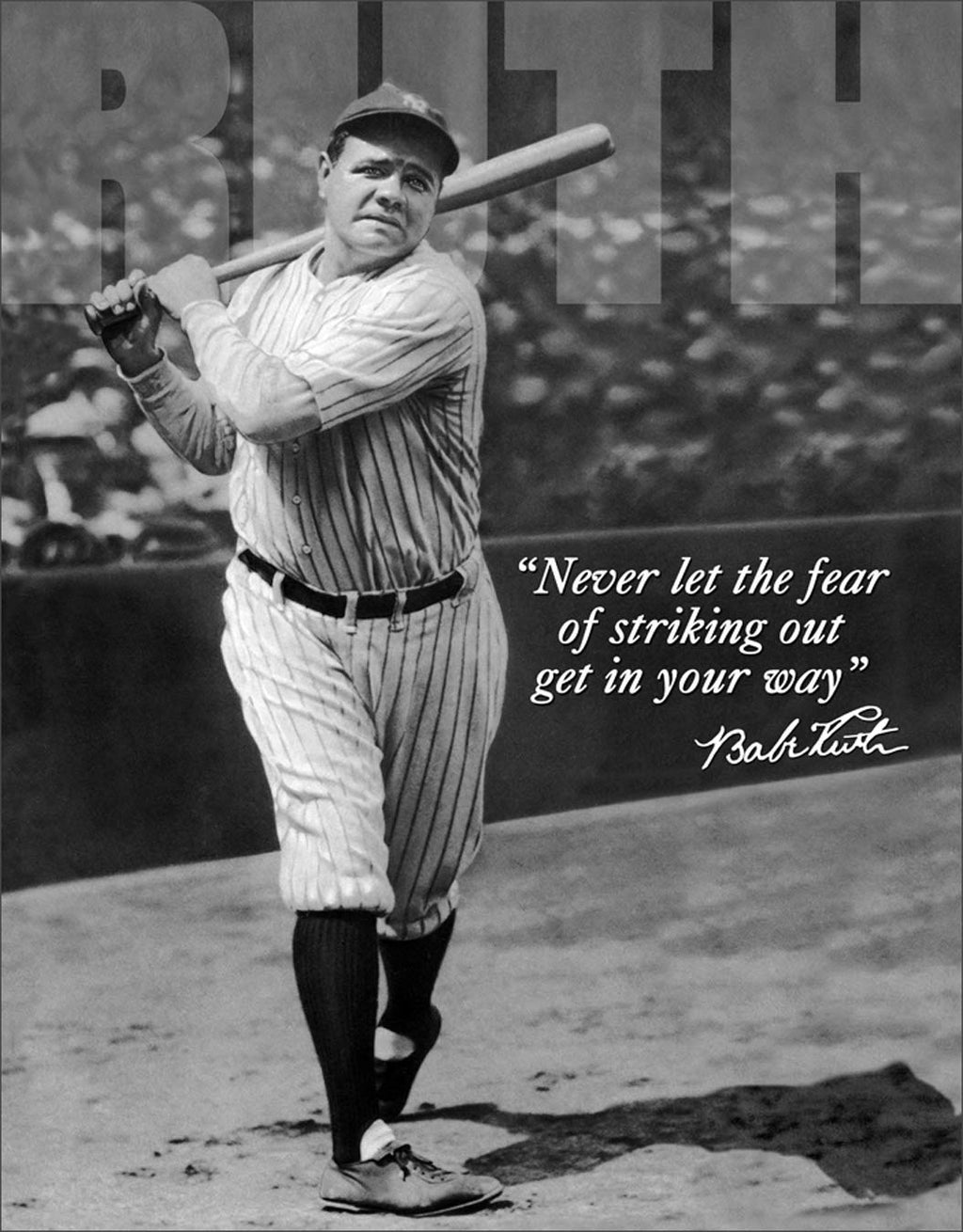 Poster Discount Babe Ruth No Fear - Retro Tin Sign, 12x16