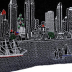 HomeRoots Grey 35' Black San Diego Nighttime Skyline Lumbar Decorative Pillow