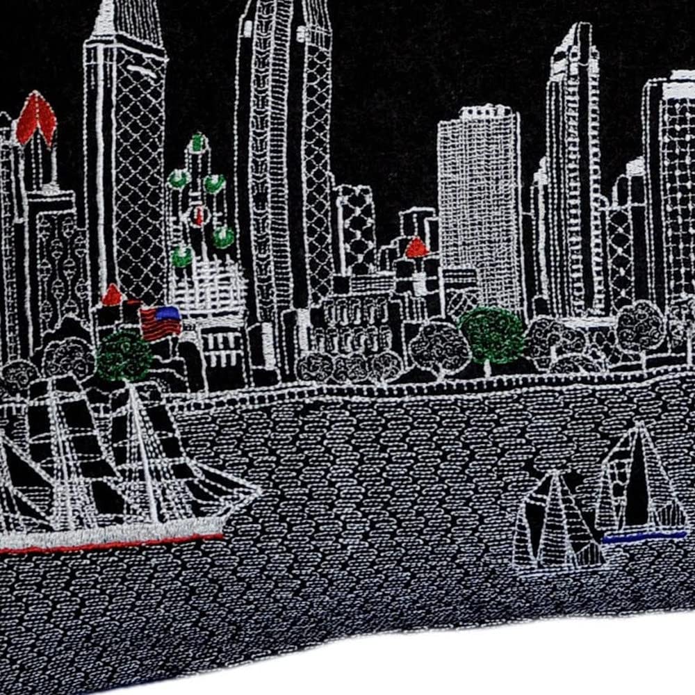 HomeRoots Grey 35' Black San Diego Nighttime Skyline Lumbar Decorative Pillow
