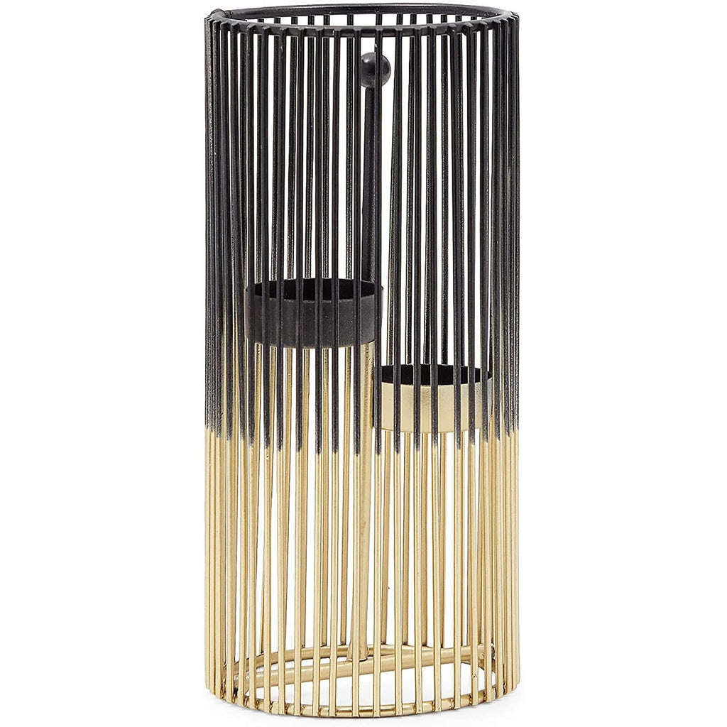 Juvale Set Of 2 Black And Gold Geometric Candle Holders For Modern Table Decor (2 Sizes)