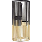 Juvale Set Of 2 Black And Gold Geometric Candle Holders For Modern Table Decor (2 Sizes)