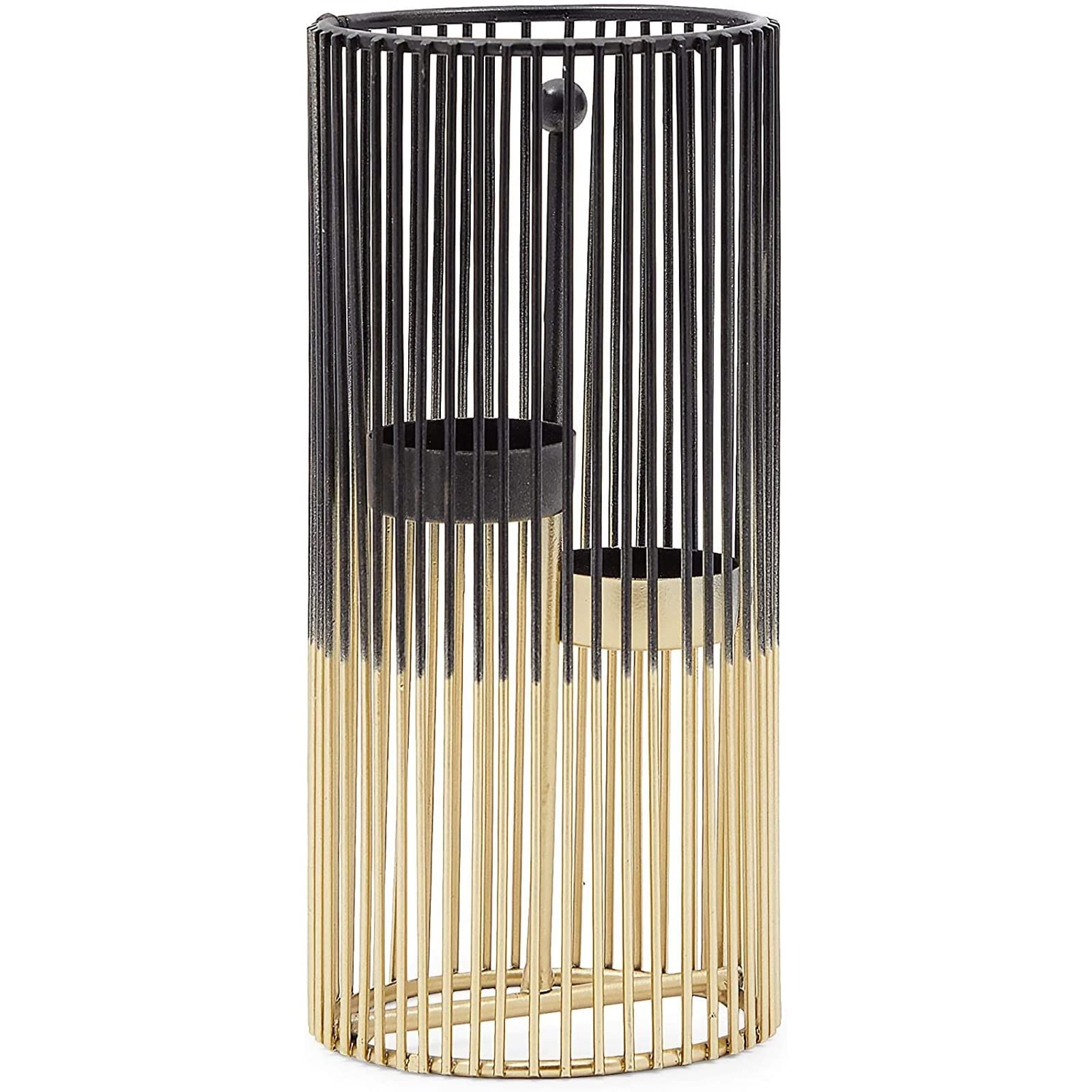 Juvale Set Of 2 Black And Gold Geometric Candle Holders For Modern Table Decor (2 Sizes)