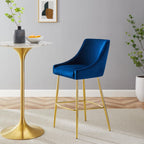 Modway Discern Performance Velvet Bar Stool With Navy Finish Eei-5473-Nav