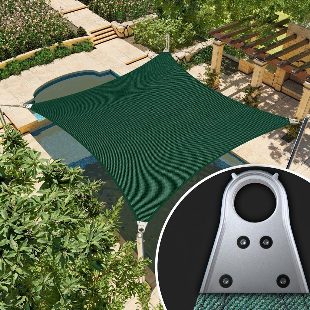 Amgo 24' X 47' Green Rectangle/Square Super Ring Sun Shade Sail Order To Make Upf50+ Agsrr Canopy Awning Shades For Patio, 98% U